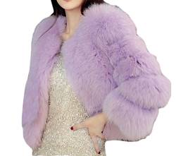 LaoZan Winter Mantel Kunstpelz Flauschiges Outwear Parka Fur Jacke für Damen - Violett - Medium von LaoZan