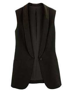 Damen Casual Ärmellose Blazer Lange Weste Chiffon Business Büro Longline Anzug Weste Mit Tasche Schwarz XL von LaoZanA