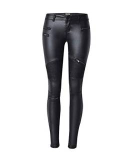 Damen Slim Fit Kunstleder Hose Skinny Leggings Hosen Schwarz von LaoZanA