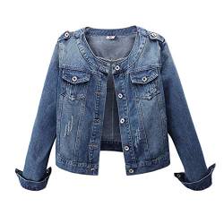 LaoZanA Damen Jeansblazer Jeansjacke Kurz Übergangsjacke Leichte Denim Jacke XL von LaoZanA