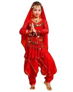 Mädchen/Damen Bauchtanz Kleidung Tanzkleid Tanz Hosenanzug Rot 150-175CM von LaoZanA
