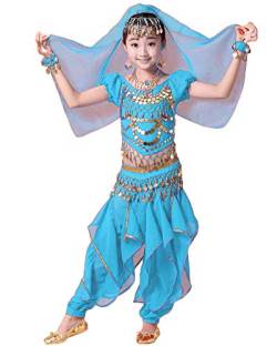 Mädchen Kinder/Damen Bauchtanz Kostüm Hosen Tanzkleidung Tanzkleid Outfit Lake Blau Erwachsene von LaoZanA