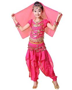 Mädchen Kinder/Damen Bauchtanz Kostüm Hosen Tanzkleidung Tanzkleid Outfit Rose 145-155CM von LaoZanA
