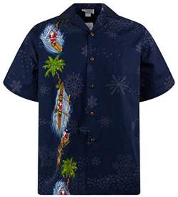 P.L.A. PLA Original Hawaiihemd, Weihnachten, Christmas Vertikal, Blau, 3XL von Lapa