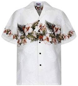 P.L.A. Pacific Legend Original Hawaiihemd, Kurzarm, Brustdruck, Weiß, M von Lapa