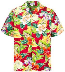 P.L.A. Pacific Legend Original Hawaiihemd, Kurzarm, New Flower, Rot, L von Lapa
