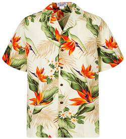 P.L.A. Pacific Legend Original Hawaiihemd, Kurzarm, Strelitzie, Beige, S von Lapa