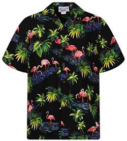 Pacific Legend Original Hawaiihemd, Kurzarm, Flamingo, Schwarz, XL von Lapa