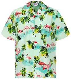 Pacific Legend Original Hawaiihemd, Kurzarm, Flamingo, Türkis, XL von Lapa