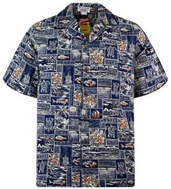 Pacific Legend Original Hawaiihemd, Kurzarm, Puzzle, Blau, XL von Lapa