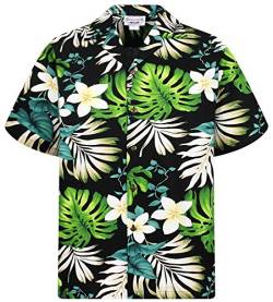 Pacific Legend Original Hawaiihemd, Kurzarm, Schwarz Grüne Palmenblätter, Schwarz, XL von Lapa