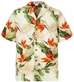Pacific Legend Original Hawaiihemd, Kurzarm, Strelitzie, Beige, XL von Lapa
