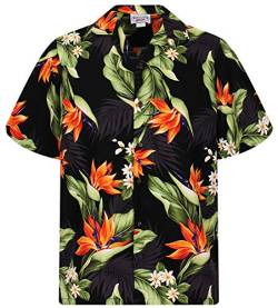 Pacific Legend Original Hawaiihemd, Kurzarm, Strelitzie, Schwarz, XL von Lapa