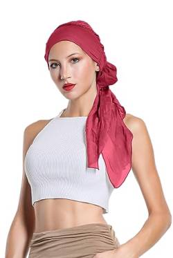 Kopfbedeckung Turban für Chemotherapie, einfarbig, mehrfarbig, weich, elastisch, Artikelnummer 9527 (rot) von Laphilo