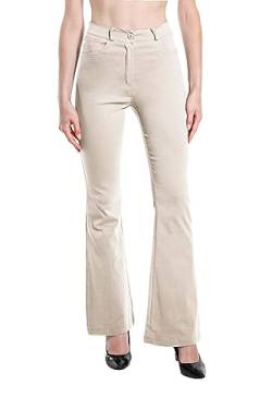 Laphilo Damen-Hose mit ausgestelltem Denim-Effekt, dehnbar, hohe Taille, Skinny, Push-up, Pfote, Elefant, Glocke, aus Denim Slim Fit, Code 3050, Camel, XXXL von Laphilo