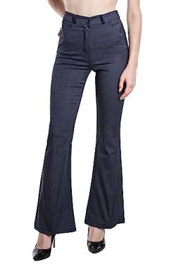 Laphilo Damen-Hose mit ausgestelltem Denim-Effekt, dehnbar, hohe Taille, Skinny, Push-up, Pfote, Elefant, Glocke, aus Denim Slim Fit, Code 3050, Demin, L von Laphilo