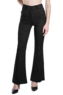 Laphilo Damen-Hose mit ausgestelltem Denim-Effekt, dehnbar, hohe Taille, Skinny, Push-up, Pfote, Elefant, Glocke, aus Denim Slim Fit, Code 3050, Schwarz , L von Laphilo