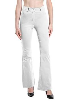 Laphilo Damen-Hose mit ausgestelltem Denim-Effekt, dehnbar, hohe Taille, Skinny, Push-up, Pfote, Elefant, Glocke, aus Denim Slim Fit, Code 3050, Weiß, L von Laphilo