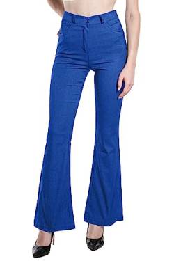 Laphilo Damen-Hose mit ausgestelltem Denim-Effekt, dehnbar, hohe Taille, Skinny, Push-up, Pfote, Elefant, Glocke, aus Denim Slim Fit, Code 3050, dunkelblau, XXXL von Laphilo