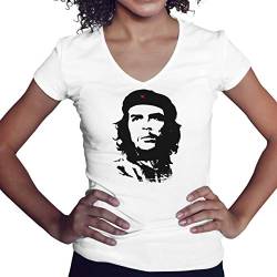 Che Guevara Ernesto Cuba Damen V-Ausschnitt weißes T-Shirt Size L von Lapi Boutique