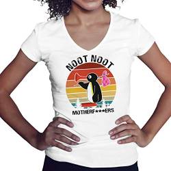 Noot Noot Retro Motherf Damen V-Ausschnitt weißes T-Shirt Size L von Lapi Boutique
