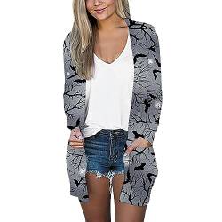 Chiffon Cardigan Damen Lang Sommer Strickjacke Leichte Langarm Strand Cover up Elegant Kimono Cardigan A0008 C-Grey#M von Lapirek