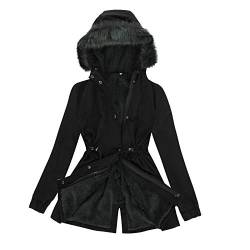 Damen Parka Mantel Mit Fell Lang Grosse GröSsen Winter GefüTtert üBergangsjacke Baumwolljacke Damen Mit Kapuze Oversize Jacke Damen Winter Lang Winterjacke Damen Lang Outdoor Jacken FüR Damen von Lapirek