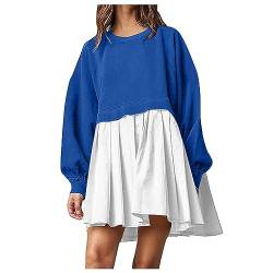 Lapirek Damen Hoodie Oversized Kapuzenpullover-Kleid Einteiliges Teddy Fleece Minikleid Plüsch Herbst Winter Oberteil A0013 A-Blau#XXL von Lapirek