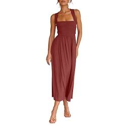 Lapirek Pullover Kleid Damen-Sommerkleid mit tropischem Blumendruck und offenem Rücken, ärmelloses Minikleid von Lapirek