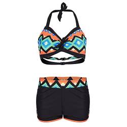 Lapirek Zweiteilig Bikini-Set, Sonnenblumenmuster Frauen drucken Push-Up gepolsterter BH Beach Bikini Set Triangle Badehose A0085 A-Orange#6XL von Lapirek