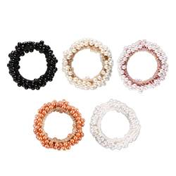 5pcs Haarbindungen Frauen Mädchen Fashion Pearl elastischer Haar Band Seil Haar Kreis Pferdeschwanzhalter Fashion Perlen Haar Ring Haar Schmuck Haar Schmuck Schmuck von Laqerjc