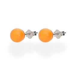 Ohrstecker Neonohrringe 925 Silber verziert mit Swarovski Crystal Pearl in der Farbe Orange von LaraZeidler Berlin