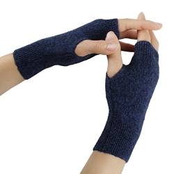 Larcele Kaschmir Damenwärmer Fingerlose Handschuhe BZST-02 (Dunkel Blau) MEHRWEG von Larcele