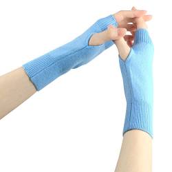 Larcele Kaschmir Damenwärmer Fingerlose Handschuhe BZST-02 MEHRWEG (Blau,Modell 4455) von Larcele