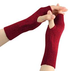 Larcele Kaschmir Damenwärmer Fingerlose Handschuhe BZST-02 MEHRWEG (Rot,Modell 4458) von Larcele