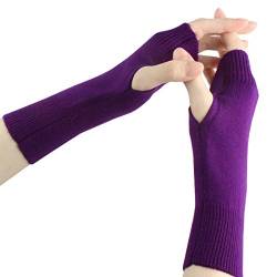 Larcele Kaschmir Damenwärmer Fingerlose Handschuhe BZST-02 MEHRWEG (Violett,Modell 4457) von Larcele