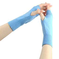 Larcele Kaschmir Handschuhe Fingerlose Fäustlinge Handwärmer für Damen BZST-02 (Blau 4555) von Larcele