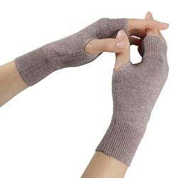 Larcele Kaschmir Handschuhe Fingerlose Fäustlinge Handwärmer für Damen BZST-02 (Licht Khaki) von Larcele