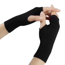 Larcele Kaschmir Handschuhe Fingerlose Fäustlinge Handwärmer für Damen BZST-02 (Schwarz) von Larcele
