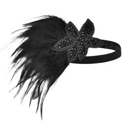 Feder Haar Zubehör Stirnband,1920er Flapper Stirnband,20er Jahre Zubehör,1920er Prom Party Festliche Feder Haarband,Gatsby Stirnband Halloween Zubehör,für Hochzeit Party Thema Party (B) von Larfraecy