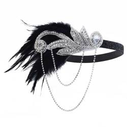 Feder Haar Zubehör Stirnband,1920er Flapper Stirnband,20er Jahre Zubehör,1920er Prom Party Festliche Feder Haarband,Gatsby Stirnband Halloween Zubehör,für Hochzeit Party Thema Party (D) von Larfraecy