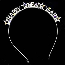 Frohes neues Jahr Haarband,HAPPY NEW YEAR Haarband,Heiligabend Kristall Haarschmuck Neujahr Haarband für Party Weihnachten Festival Dekorationen von Larfraecy