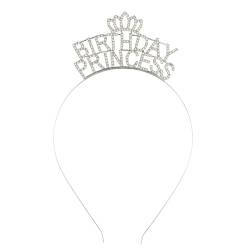 Geburtstagskrone Mädchen, Geburtstagskrone Erwachsene Prinzessin Krone Strass Haarband Happy Birthday Krone Silberne Haare Hoop Goldenes Stirnband Für Frauen Girs Geburtstag Party (Silbrig) von Larfraecy