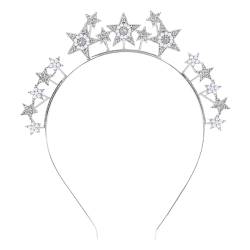 Glänzender Stern Strass-Stirnband 1STK Legierung Halo Crown Stirnbänder,Brautkrone Mode Kopfschmuck für Party Festliche Feier Kostüm Hochzeit Kopfschmuck (Silber) von Larfraecy