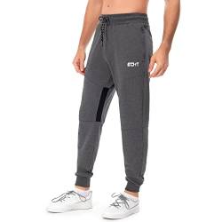 Herren Jogginghose Trainingshose Fitness Slim Fit Hose mit Reißverschluss Taschen, Baumwolle Sweathose Freizeithose Lang mit Kordelzug, Jogginghose Herren Fitnessstudio und draußen von Larrok