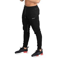 Jogginghose Herren Slim Fit mit Reißverschluss Taschen, Männer Jogger Trainingshose Sporthose Baumwolle Fitness Lang Beine, Tapered Modern Streetwear Regular Fit für Jungen und Herren L von Larrok