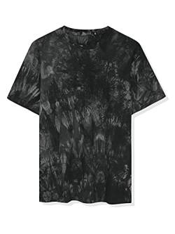 Lars Amadeus Herren Kurzarm Rundhals Batik Muster Top T-Shirt Schwarzgrau L von Lars Amadeus