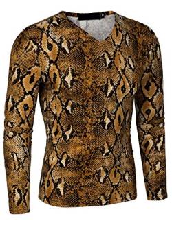 Lars Amadeus Herren Leopard Print T-Shirt Party Gepard Muster Slim Fit Langarm Top Braun S von Lars Amadeus