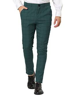 Lars Amadeus Herren Plaid Kleid Slim Fit Kariert Business Hose mit Taschen, Grün , 46 von Lars Amadeus