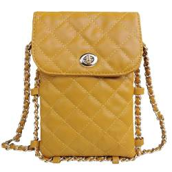 Larswon Handy Crossbody Tasche Gesteppte Taschen Handy Geldbörse Weiche Kette Crossbody Handy Geldbörse Tasche für Frauen, gelb, Medium von Larswon